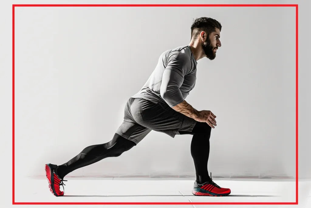 man wearing long sleeve top and shorts doing leg work out