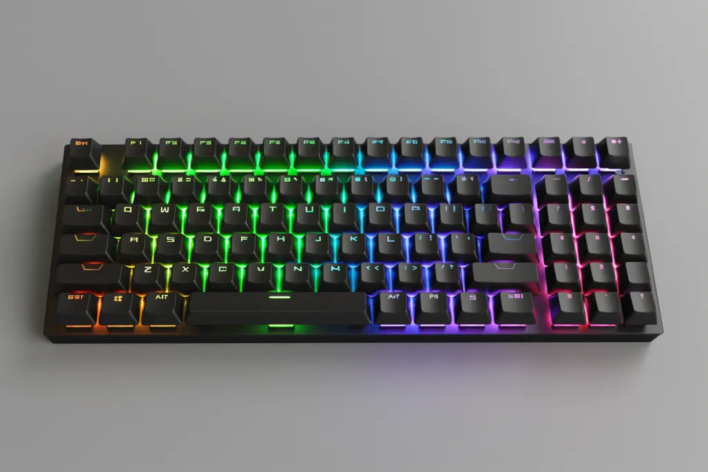 mechanical keyboard with rainbow lighting