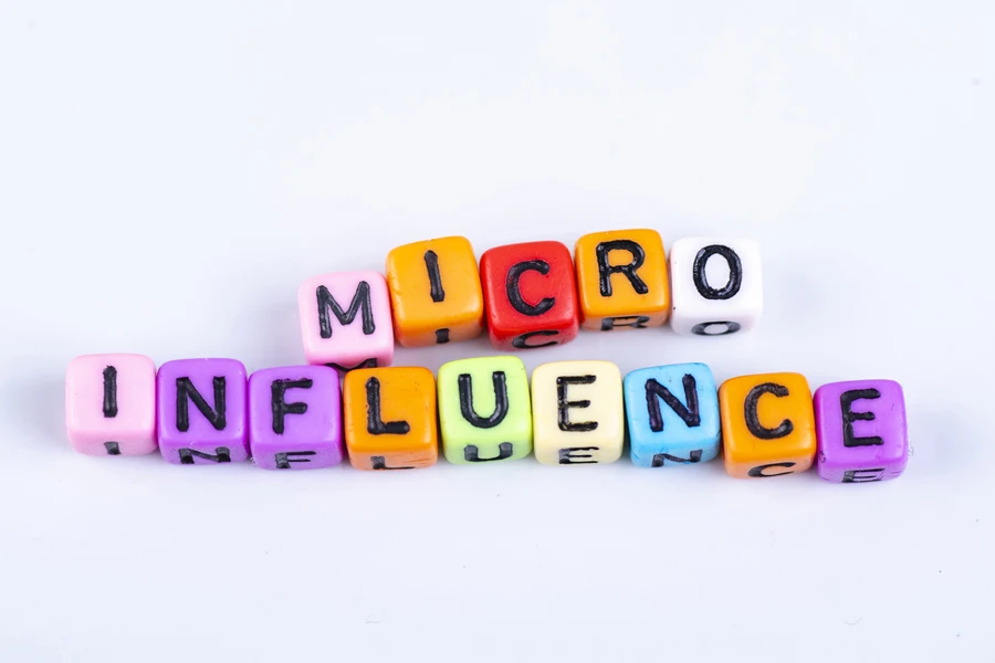 micro influencer spelled out in coloured blocks