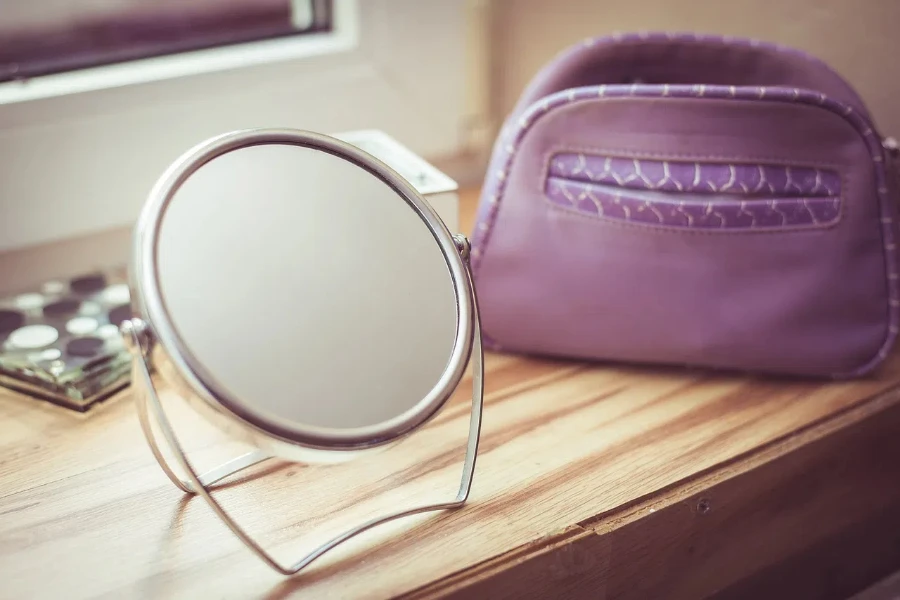 mirror, beauty, toiletry bag