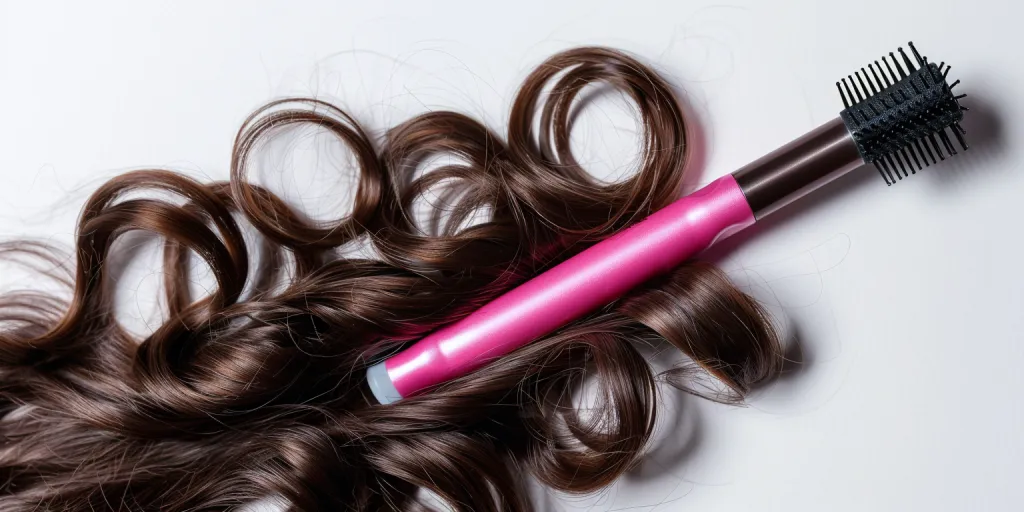 one hair curler with pink handle