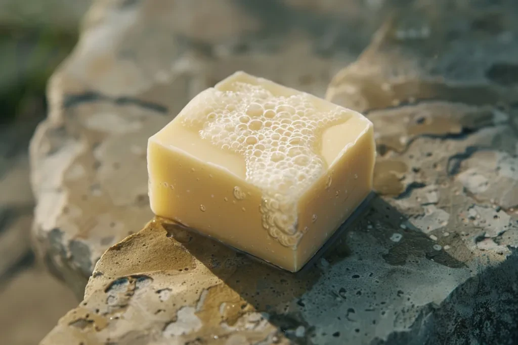 pale yellow soap with rough texture