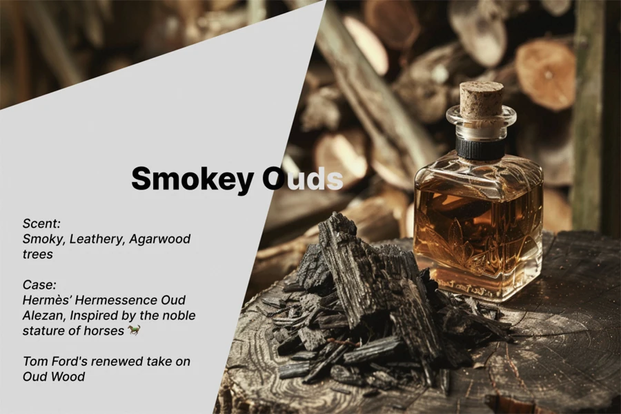 perfume smokey ouds smoky, leathery, agarwood