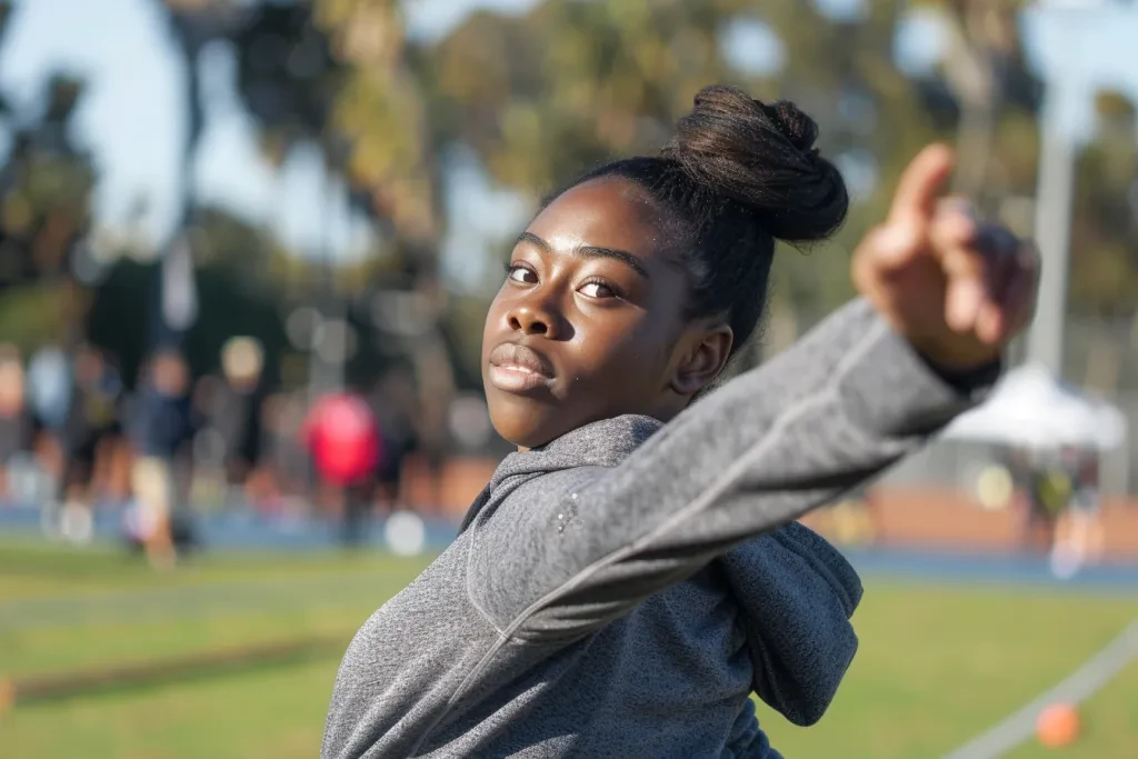 photo of black high school girl in grey sweater and dark pants