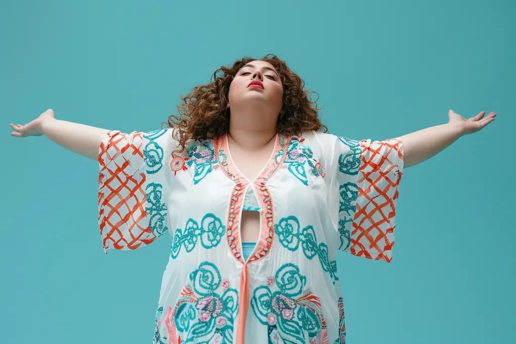 plus-sized woman wearing a white