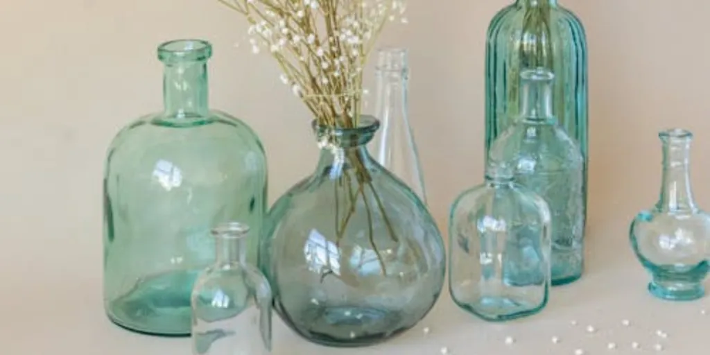 Selection of aqua-colored glass vases