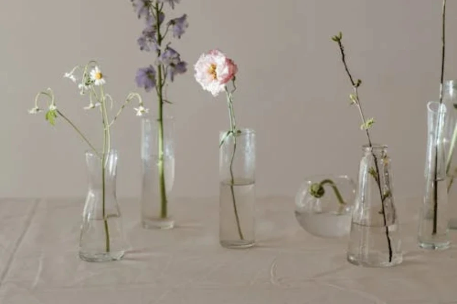 Selection of small transparent glass vase designs