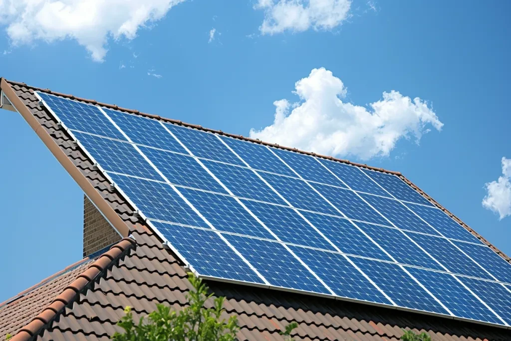 solar panels on the roof of bungalow house in wales