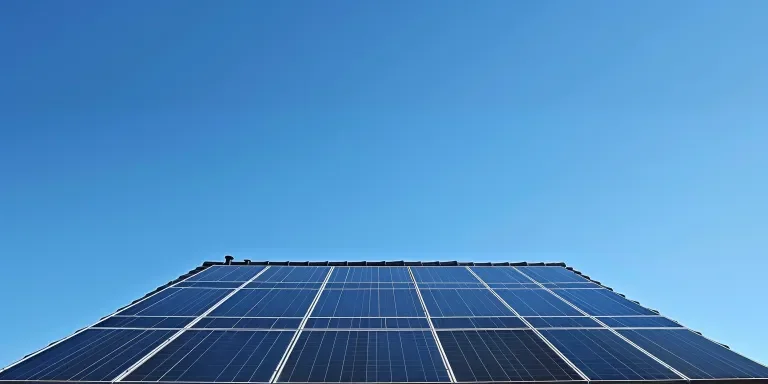 solar panels under blue sky stock photo contest winner