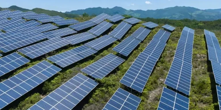 Solar power plant on the hillside