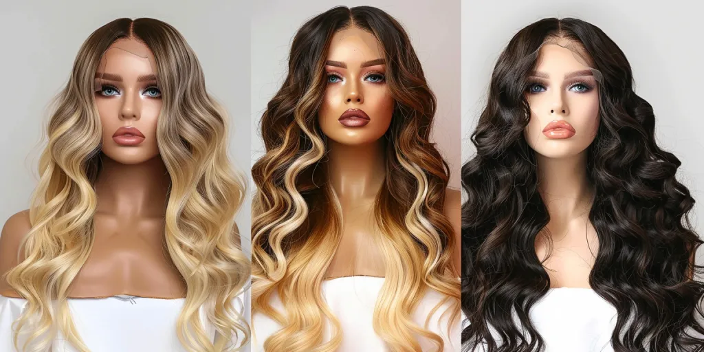 three times wavy lace front wig