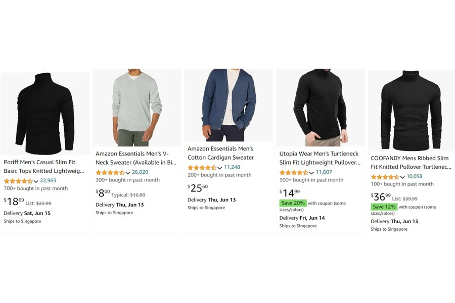 top-selling men’s sweaters