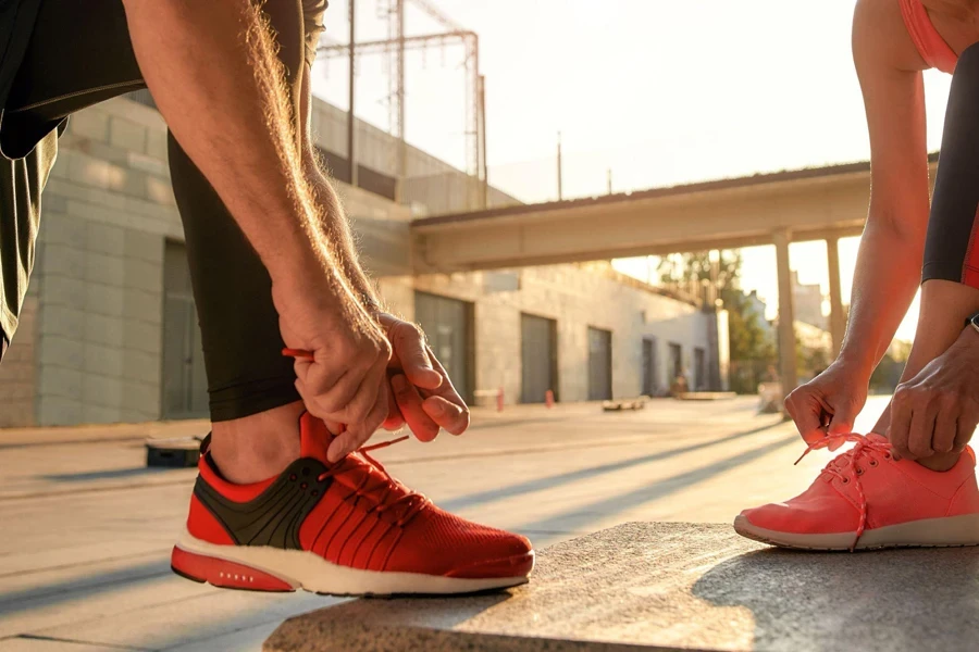 tying shoelaces