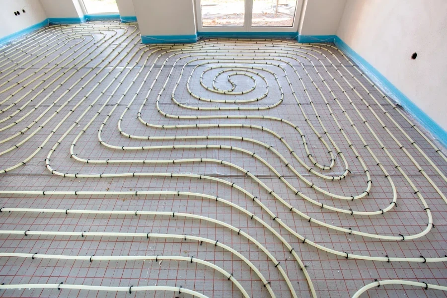 underfloor heating system in construction of new residential house