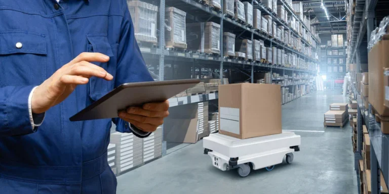 warehouse manager with a tablet