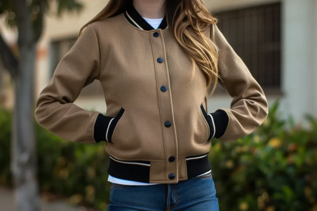 women's solid color baseball jacket