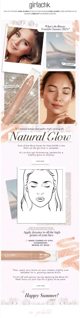 skincare email example from Girlactik
