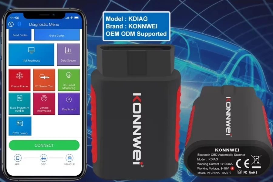 KONNWEI KDIAG Car Vehicle OBD2 Bluetooth Full System Scanner