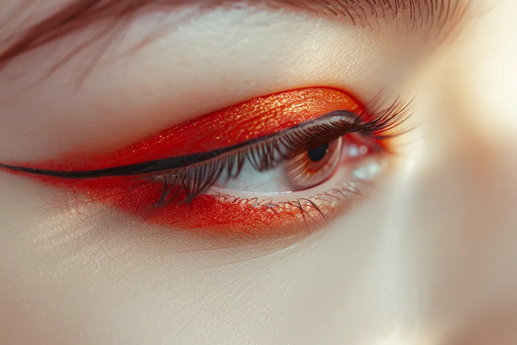 A close up of an eye with eyeliner