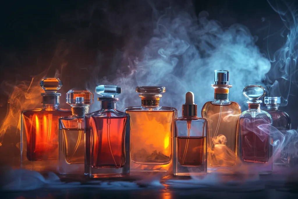 A collection of perfume bottles