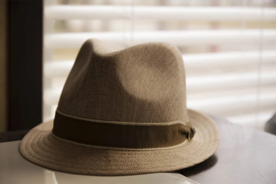 A fedora hat on a table