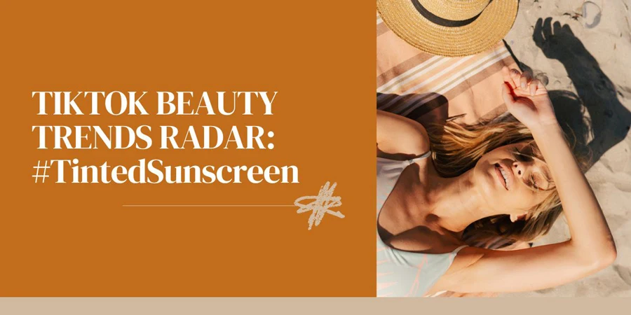 A girl lying on a beach enjoying sunshine. TikTok Beauty Trends Radar #TintedSunscreen