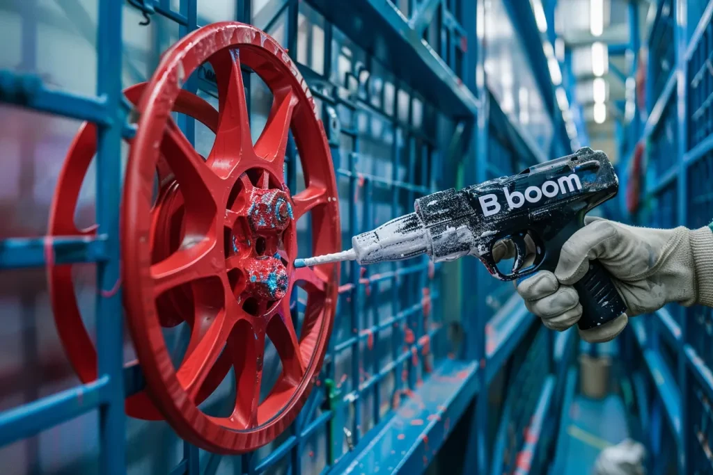 A hand holding an powder coating gun