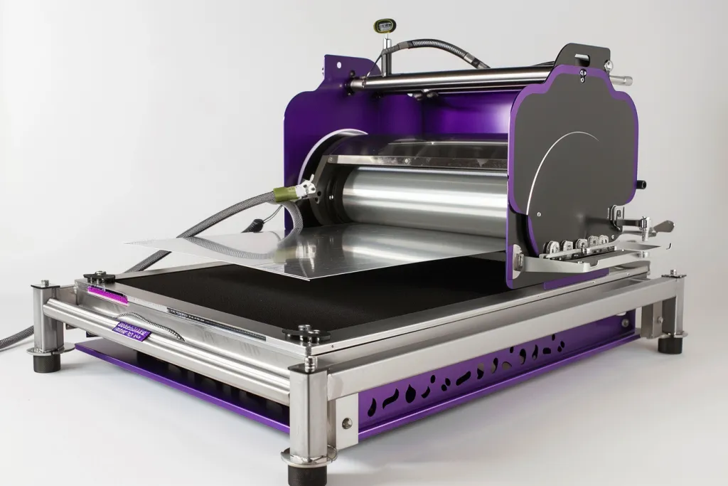 A heat press with purple details