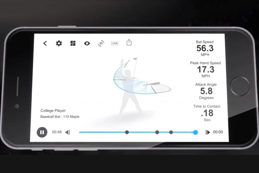 A phone displaying 3D swing visualization