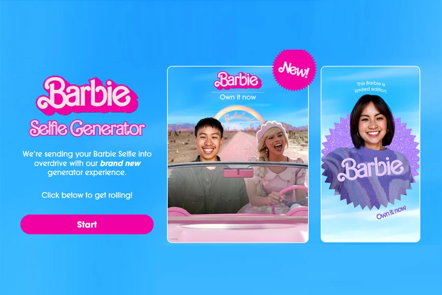 A screenshot of Barbie’s selfie generator’s homepage