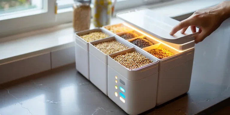 A white plastic multi-sectioned storage container