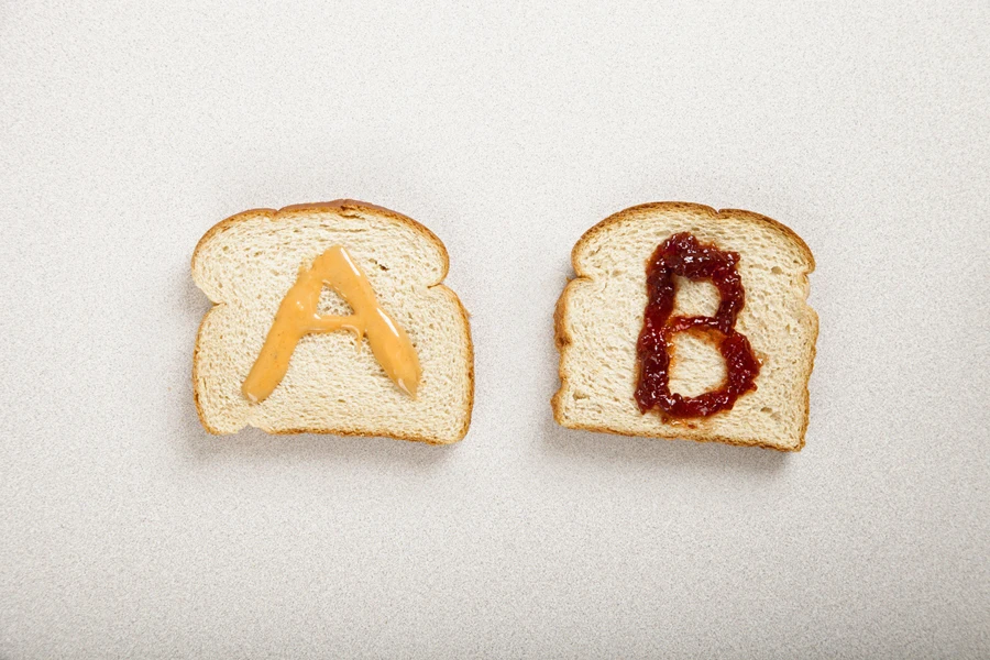 AB testing representation with sandwich bread