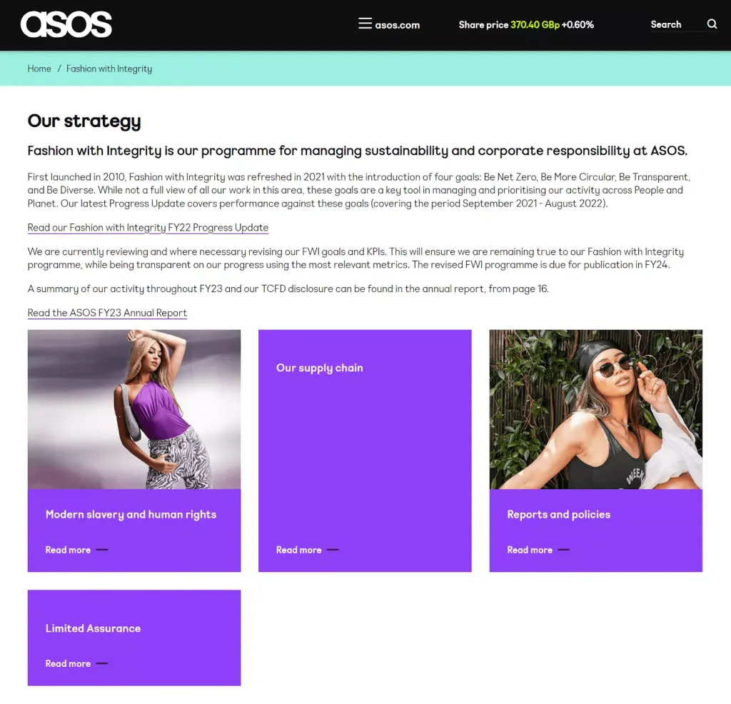 clothing brand marketing ideas: example from ASOS