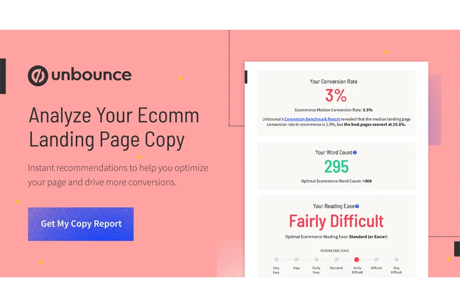 An Unbounce sales page for landing page copy