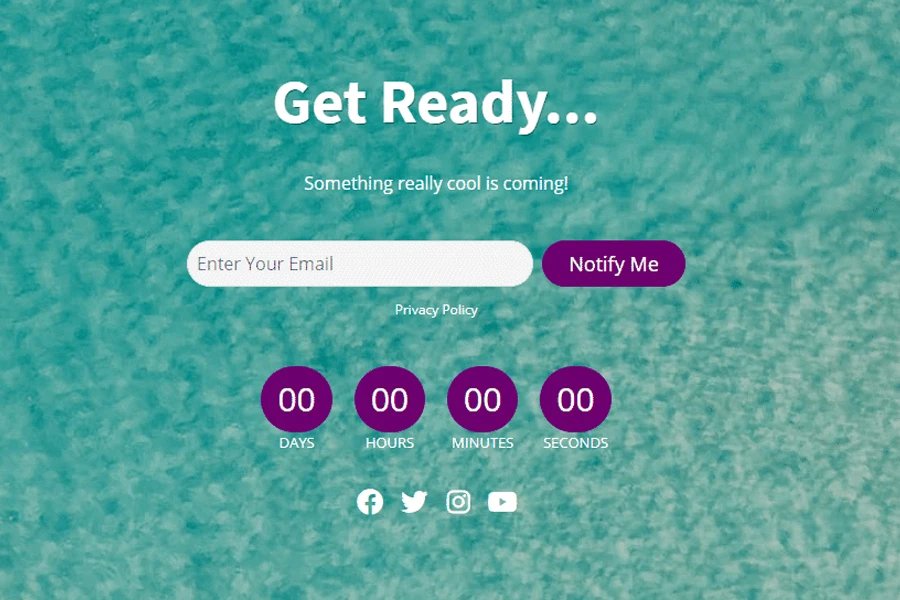 An example of a countdown page