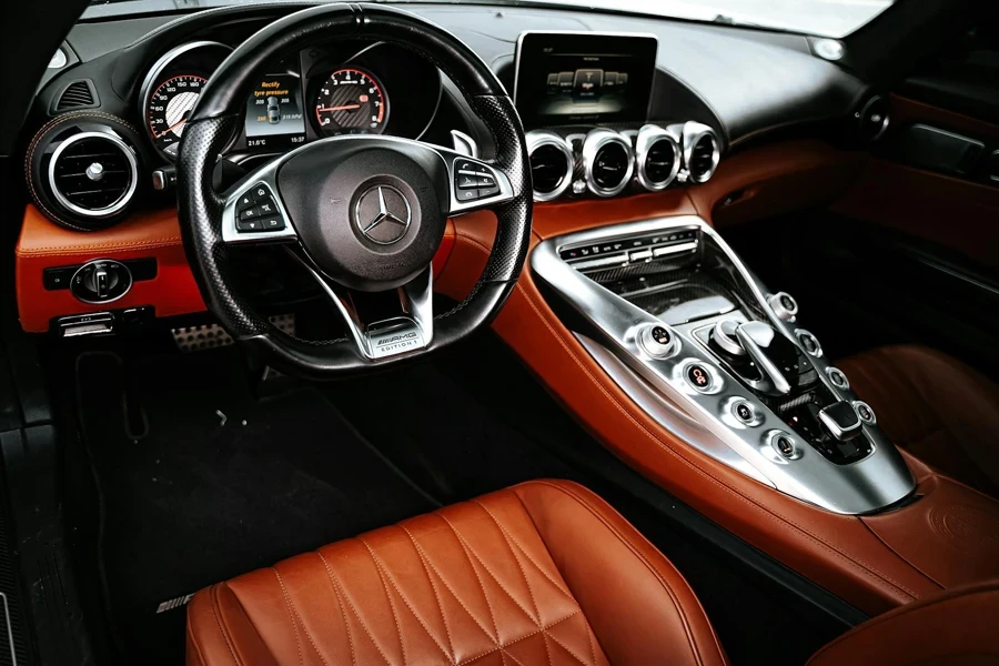 Black and Brown Mercedes Benz Car Interior