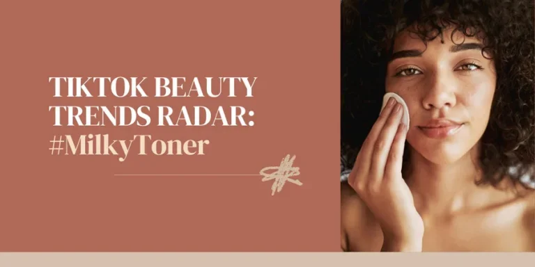 Чернокожая женщина, портрет красоты и уход за кожей из хлопка для очистки дерматологической детоксикационной косметикой. Радар тенденций красоты TikTok #MilkyToner