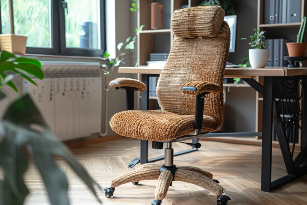 Braided Fonda Shaggy Velvet office chair cover with backrest pad