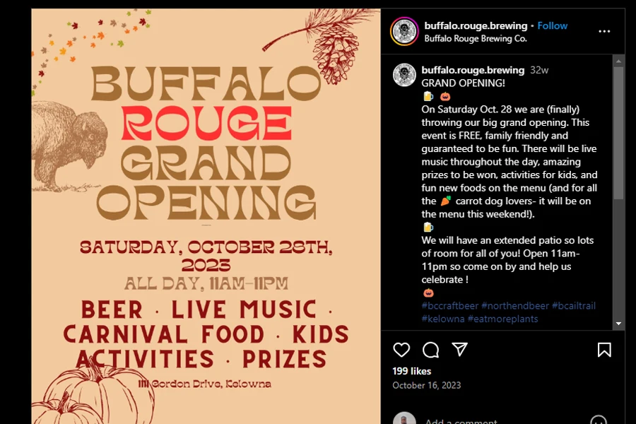 Buffalo Rouge announcement for a unique grand opening event