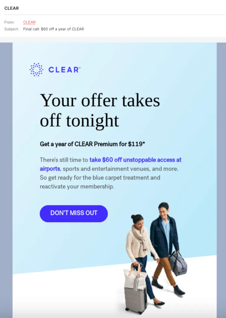 10 tips for effective email copywriting: example from CLEAR