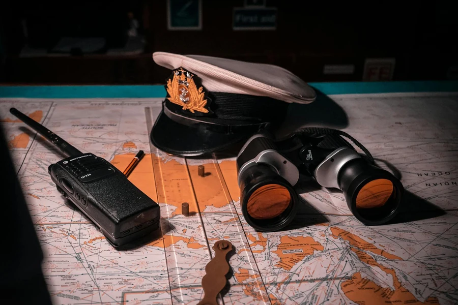 Captains Hat, Binoculars and Walkie-talkie Left on the Map