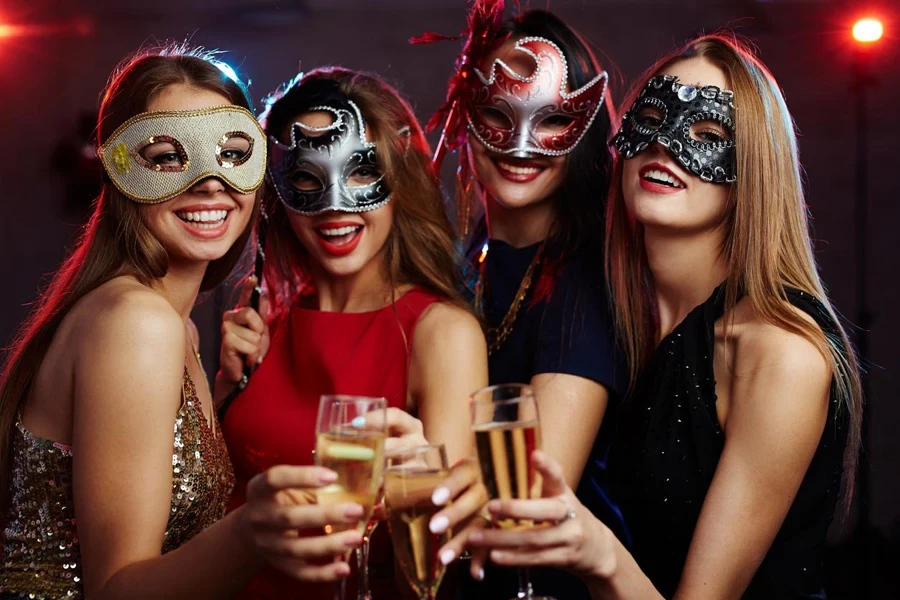 Carnival girls with masks