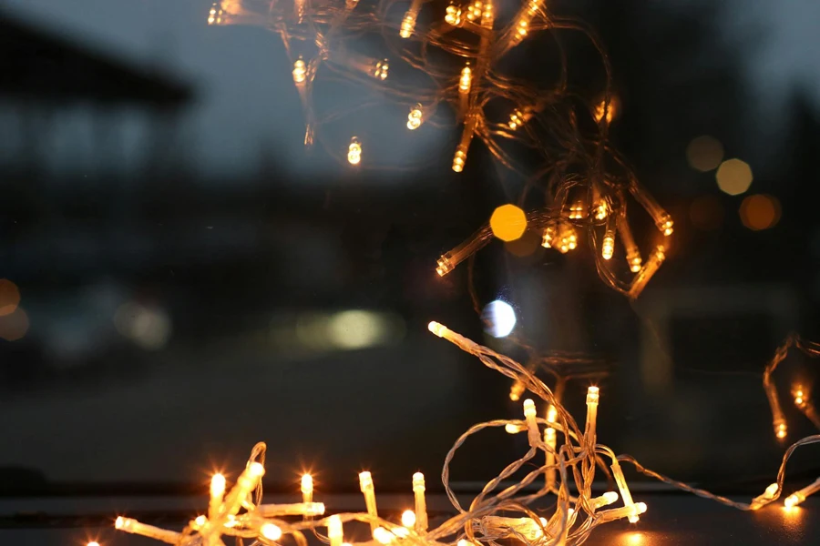 Close Up Photo of Brown String Lights