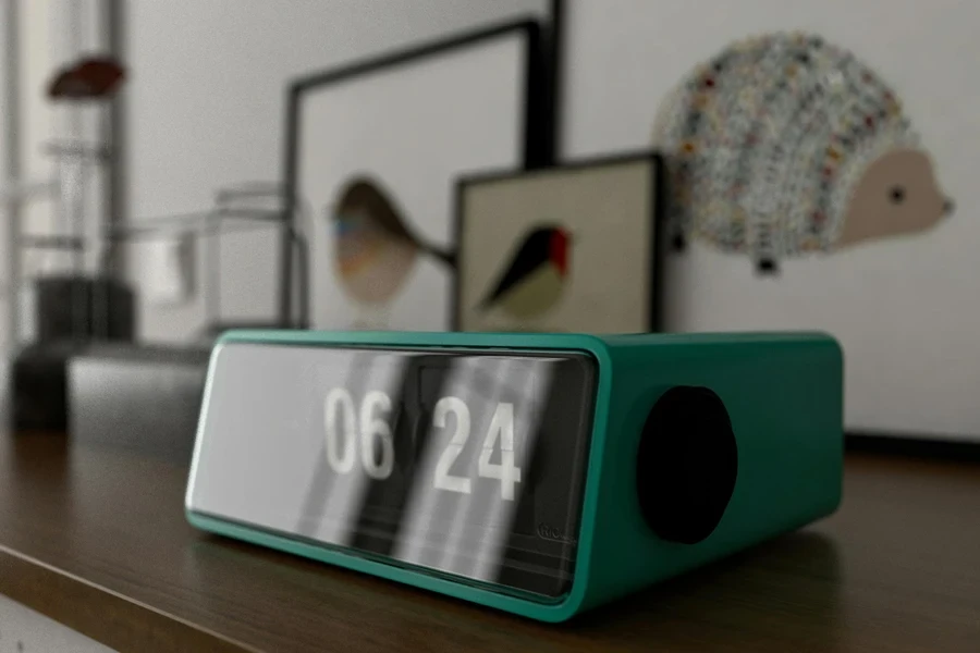 Close-Up Photo of Teal Digital Clock