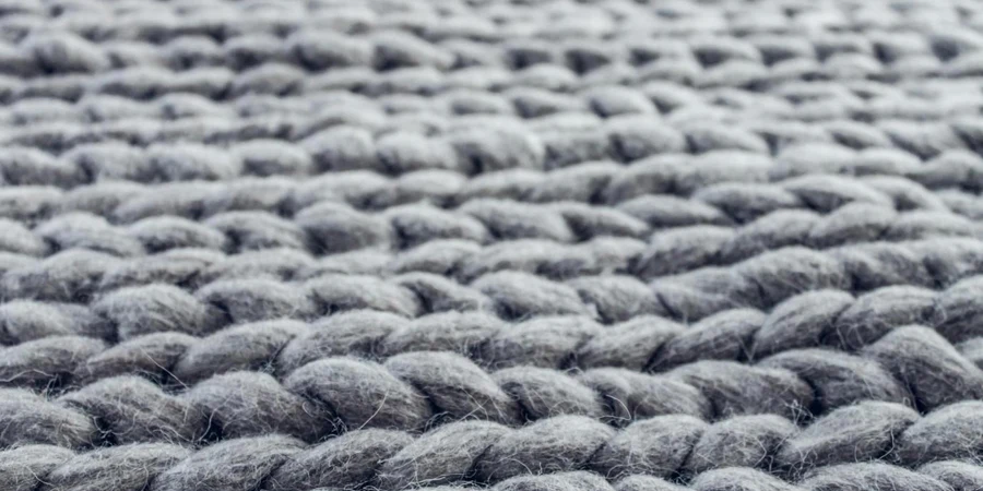 Close-up of Gray Cable Knit Cloth