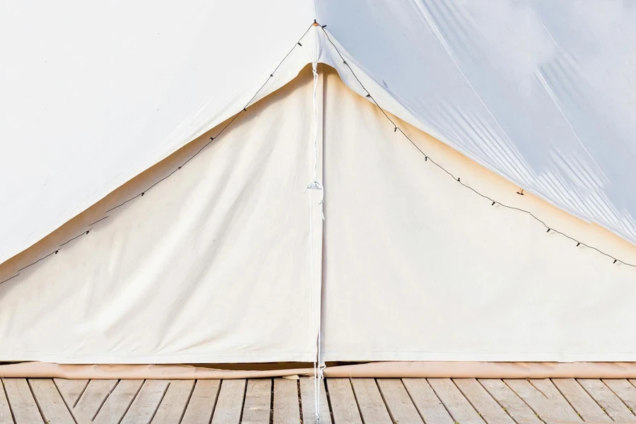 Close-up of glamping bell tent