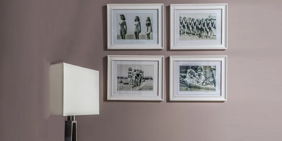 Collection of framed photos on wall