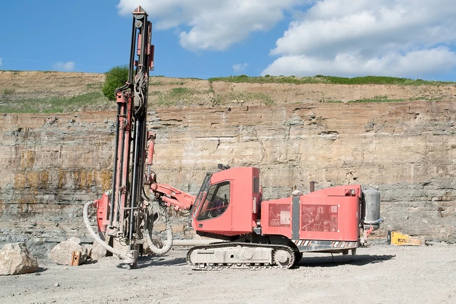 Construction drill auger in a open pit mine