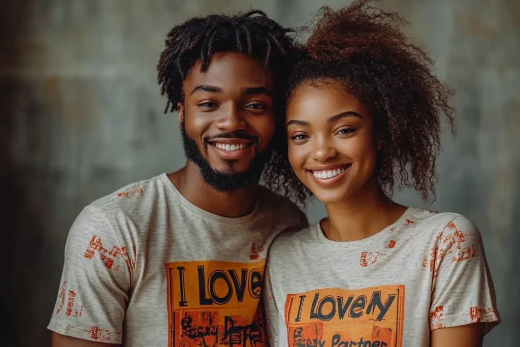 Couple wearing same shirt hotsell