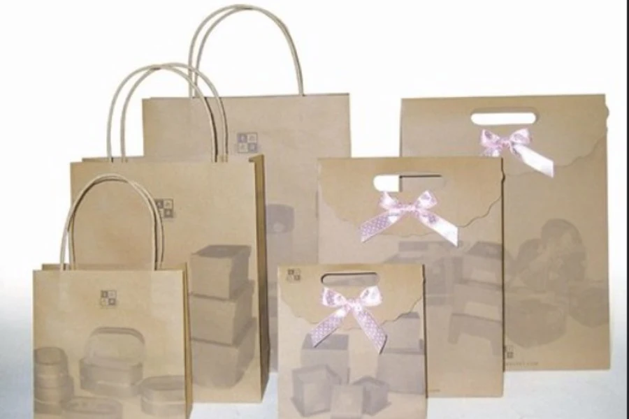 Different styles of paper bags